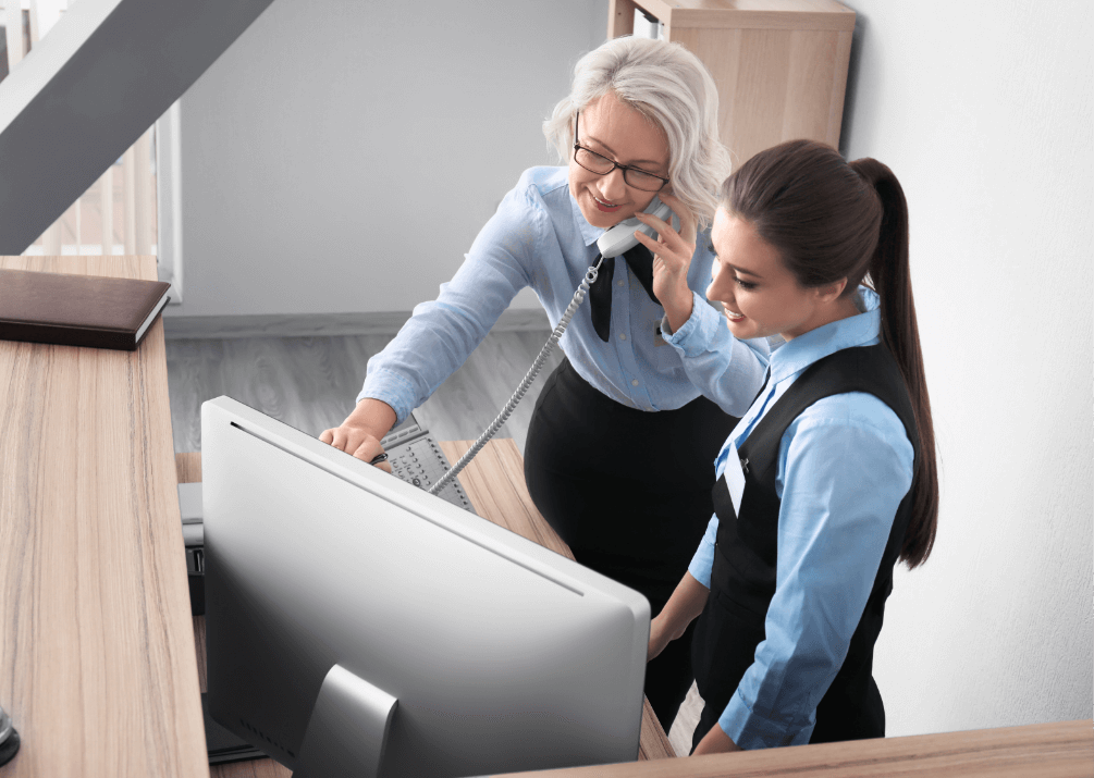 Two Female Hotel Receptionists