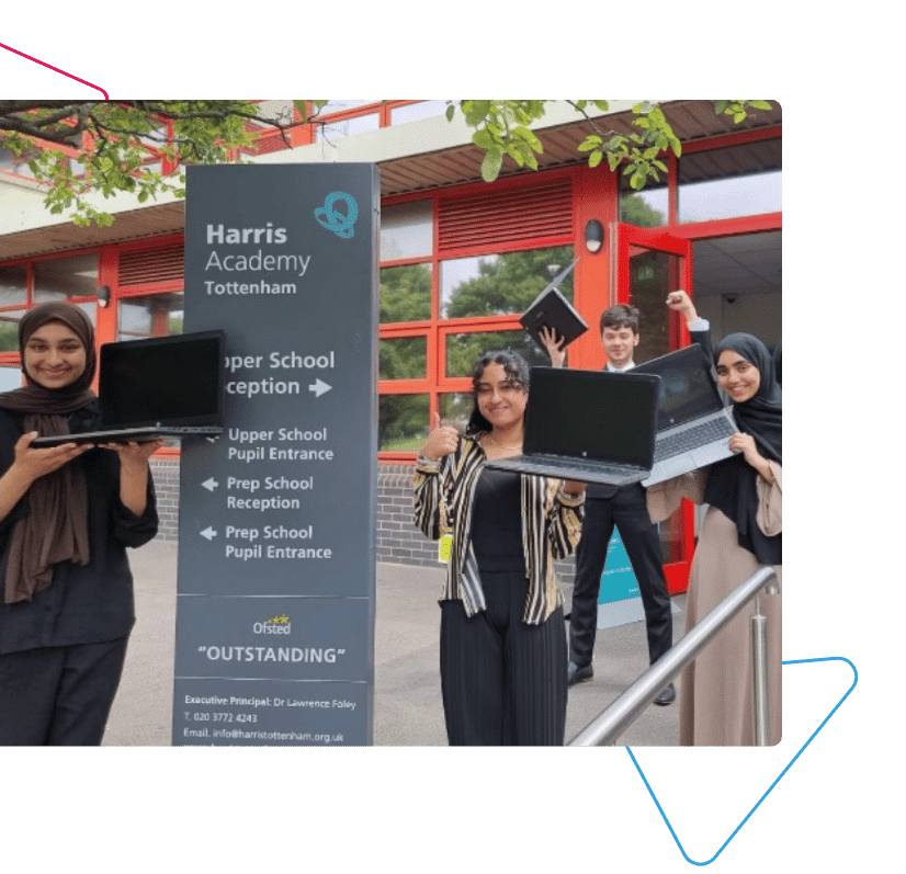 Harris Academy Students Holding New Laptops