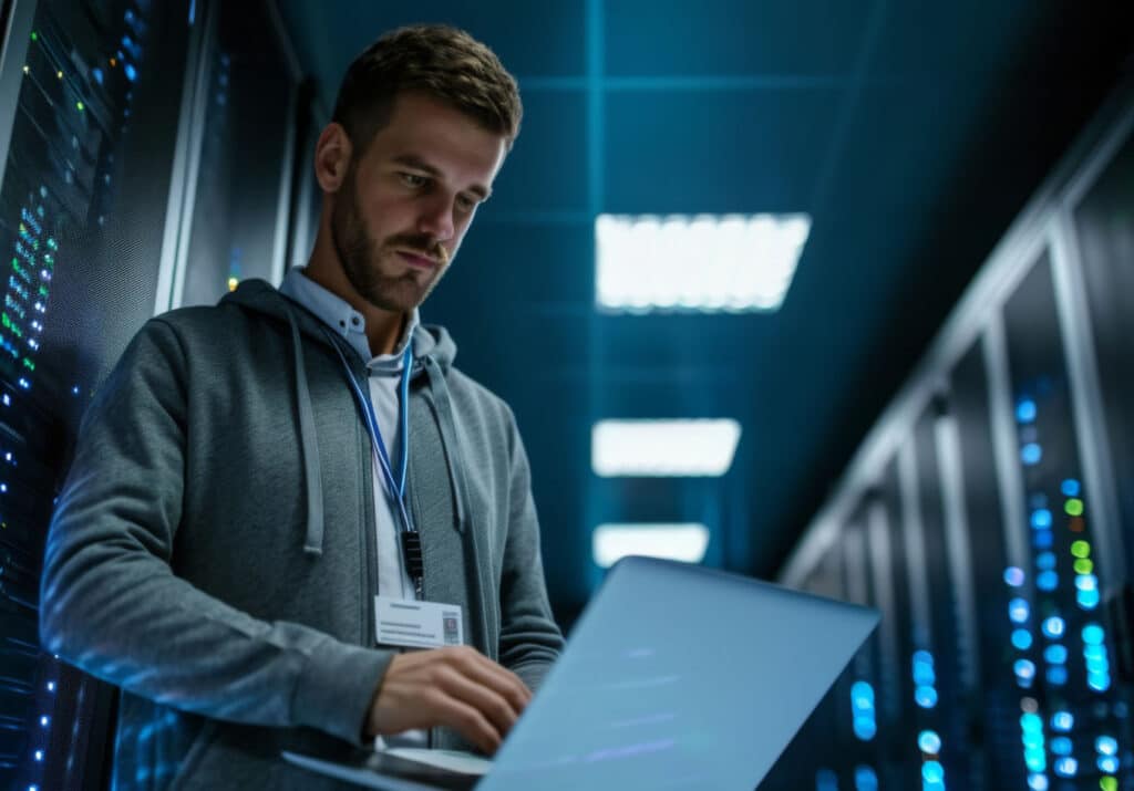 Man working on laptop